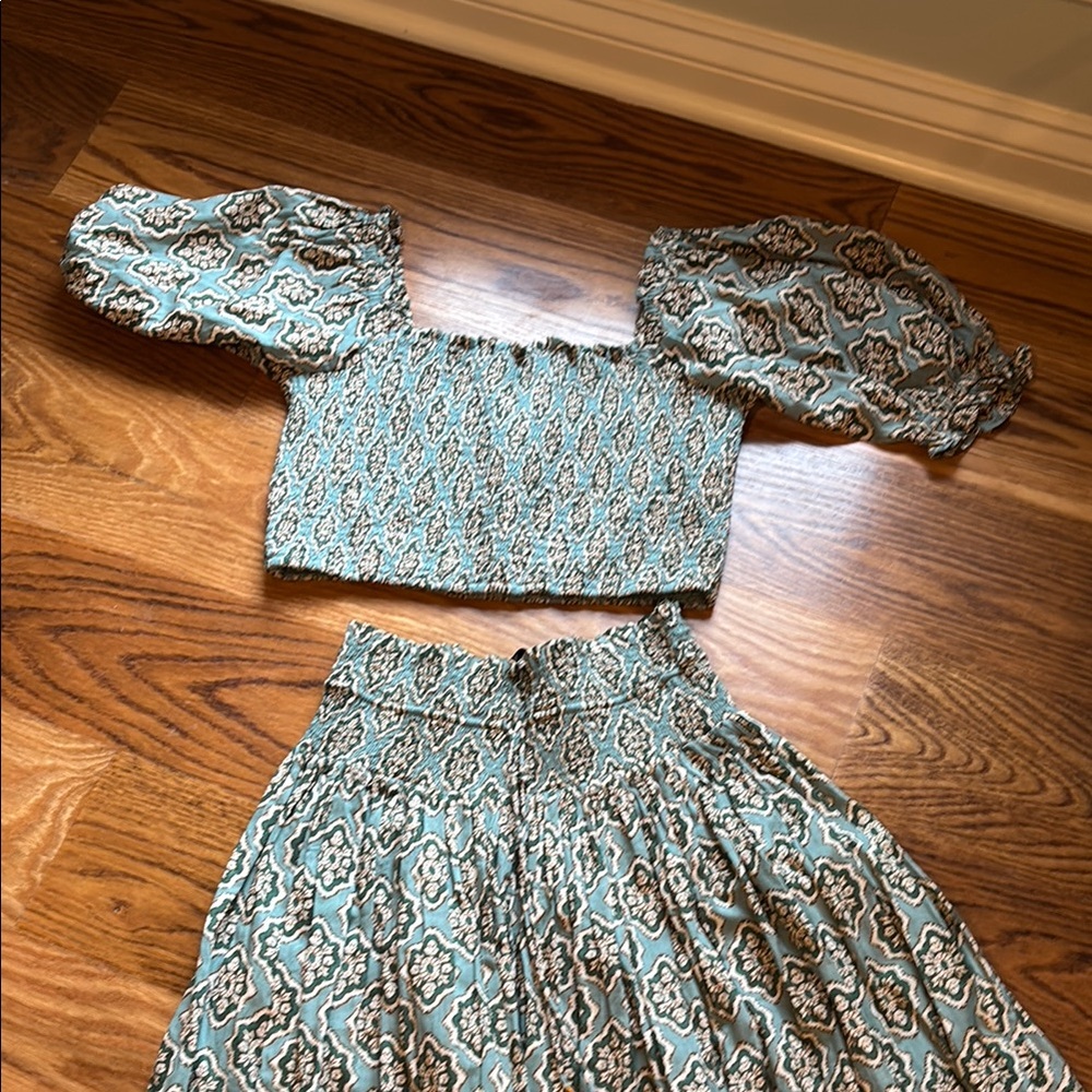 Zara Puff Sleeve Crop Top and Skirt Set